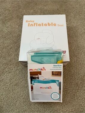 Munchkin Sterilize bags and Inflatable Baby Seat combo deal.